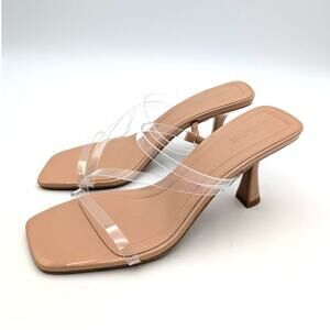 Open Edit Tawney Sandal Square Toe Women's Beige Clear Size US8.5M EU38.5